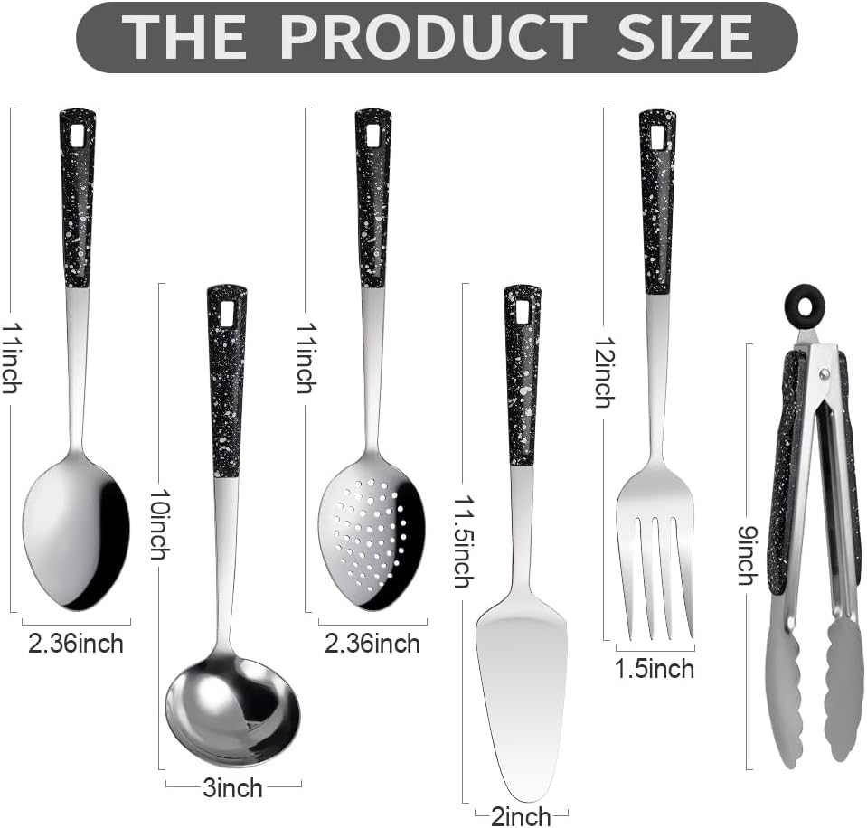 Stainless Steel Metal Serving Utensils - Set of Serving Spoons,Slotted Spoons, and Serving Tongs.serving fork,cake server