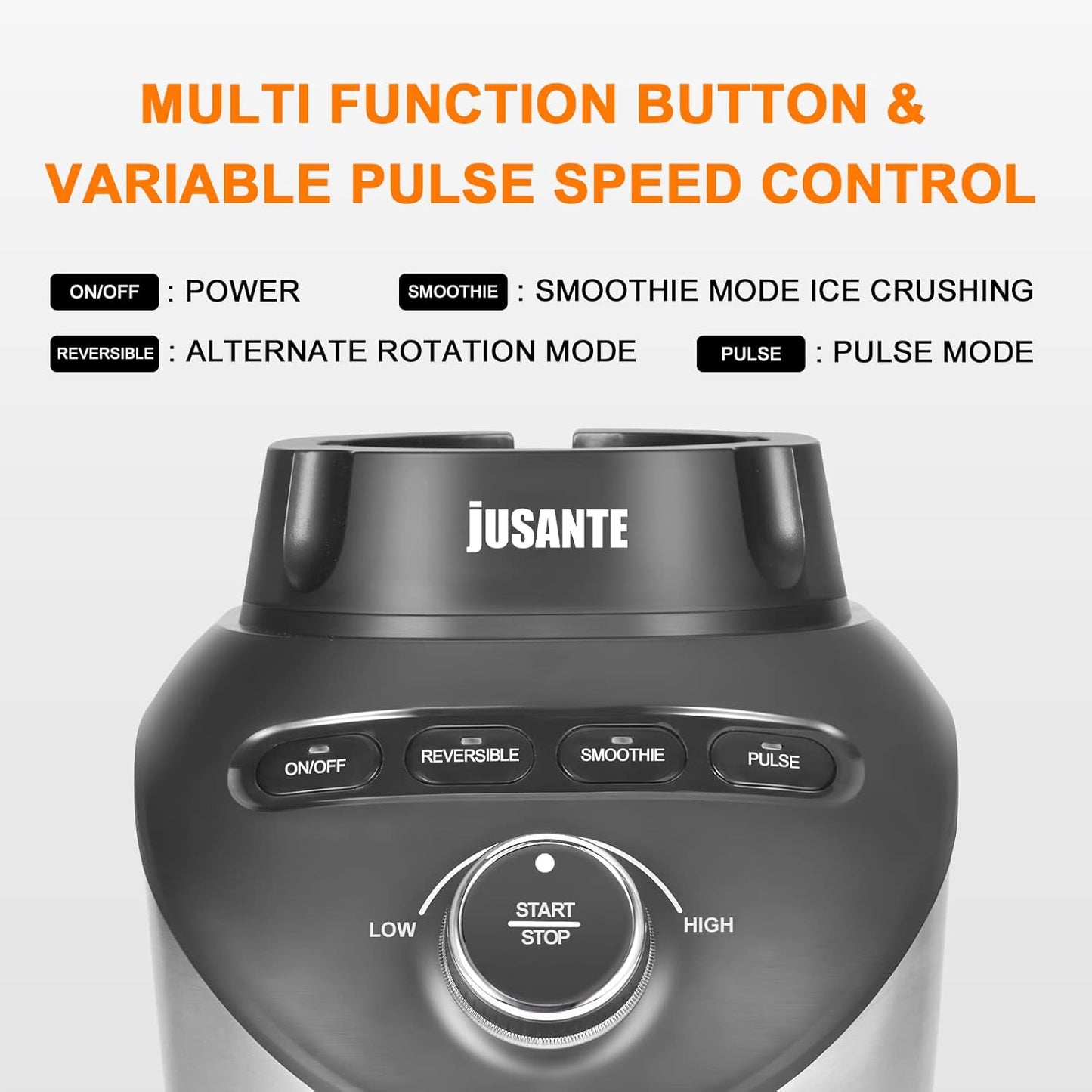 Blender with 64 oz Glass Jar - 1200W High Speed Juicer Blender for Smoothies, Shakes & Frozen Drinks (Black)