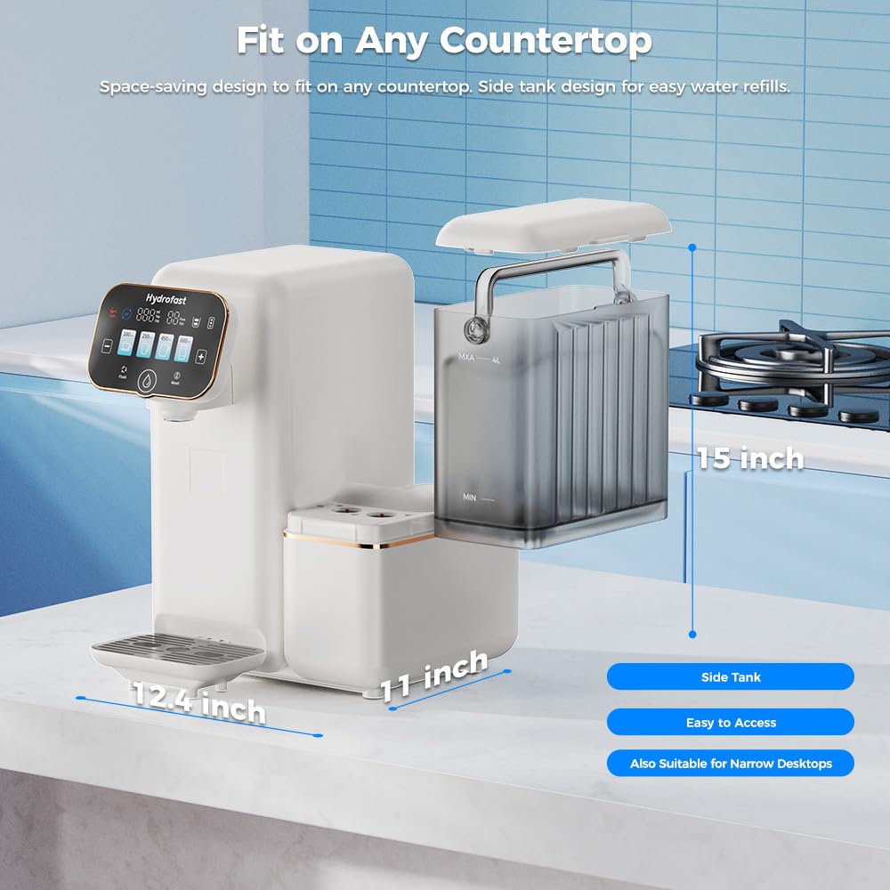 Countertop Reverse Osmosis Water Filter, UV 6 Stage RO Filtration System with Remineralization pH Balance, Portable Water Purifier for Kitchen, RV, Office, No Installation, B100