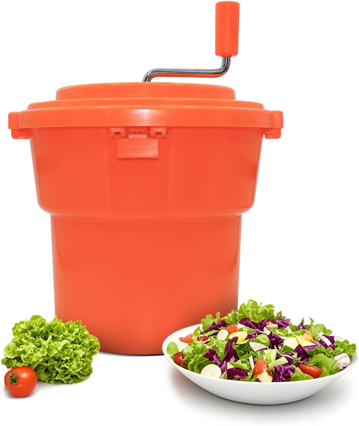 CMI 2.5 Gal/10 Qt Large Commercial Salad Spinner Jumbo Manual Lettuce Dryer-Dries up to 4 Heads of Lettuce, Orange (SP-9.5)
