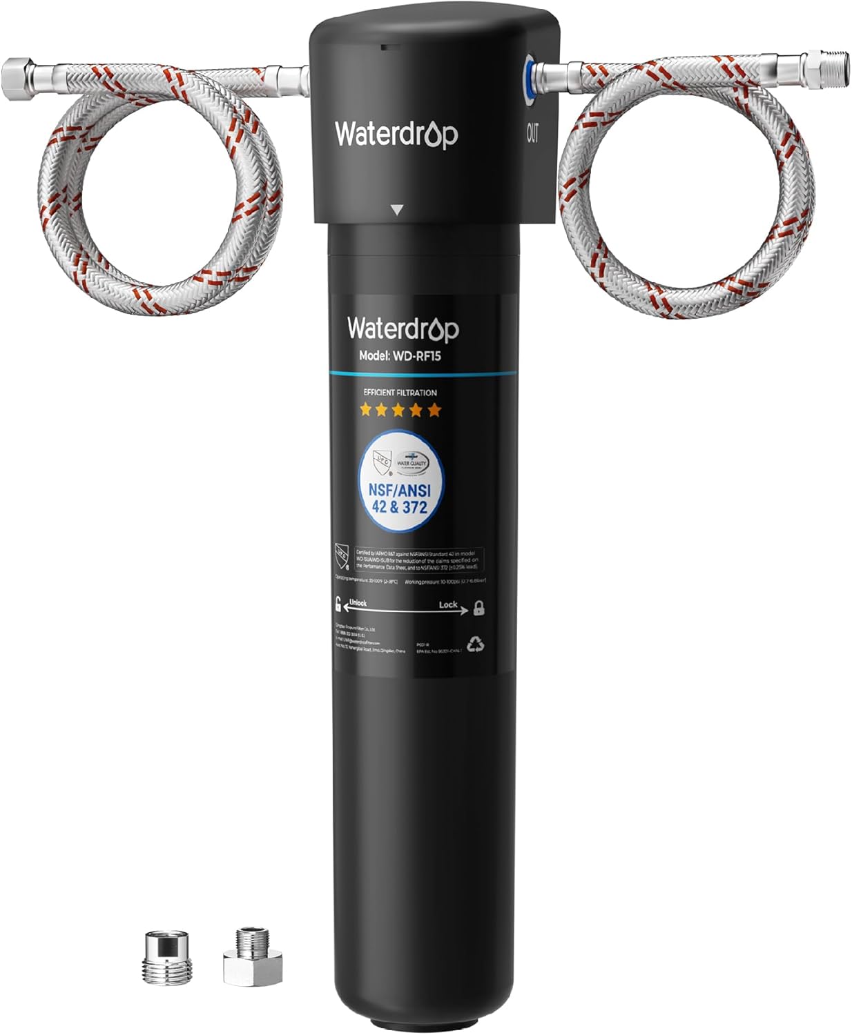 Waterdrop 15UA Under Sink Water Filter System, 2 Years, Reduces Lead, Chlorine, Bad Taste & Odor, Under Counter Water Filter Direct Connect to Kitchen Faucet, NSF/ANSI 42 Certified, USA Tech