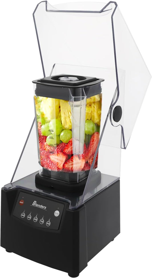1.8L Soundproof Smoothie Machine, 2600W Commercial Smoothie Maker Professional Countertop Blender with Quiet Sound Enclosure for Shakes, Fruit Food Mixer Soy Milk Juicer Processor