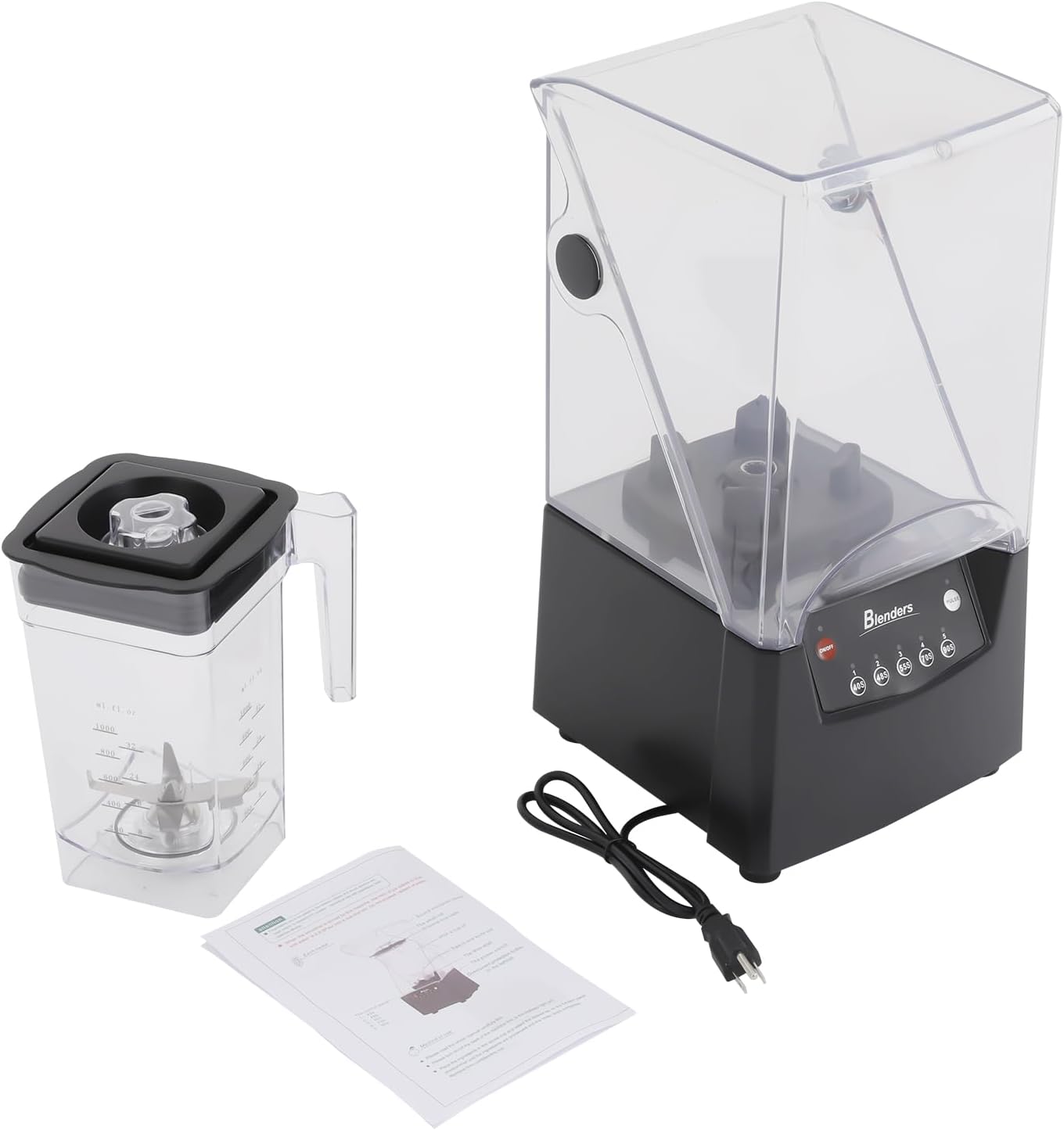 1.8L Soundproof Smoothie Machine, 2600W Commercial Smoothie Maker Professional Countertop Blender with Quiet Sound Enclosure for Shakes, Fruit Food Mixer Soy Milk Juicer Processor