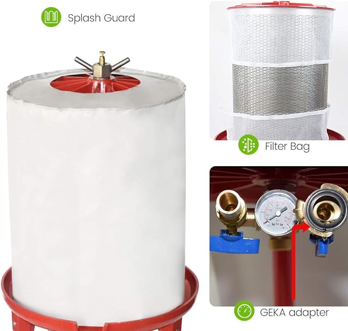 SQUEEZE master Hydraulic Fruit Wine Apple Press -5.3Gallon/20L -Stainless Steel for Wine Cider Making with Filter Bag&Splash Guard