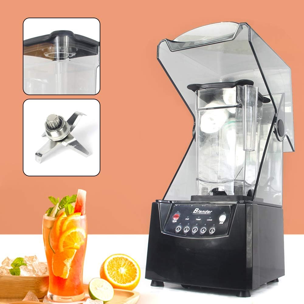 1.8L Soundproof Smoothie Machine, 2600W Commercial Smoothie Maker Professional Countertop Blender with Quiet Sound Enclosure for Shakes, Fruit Food Mixer Soy Milk Juicer Processor