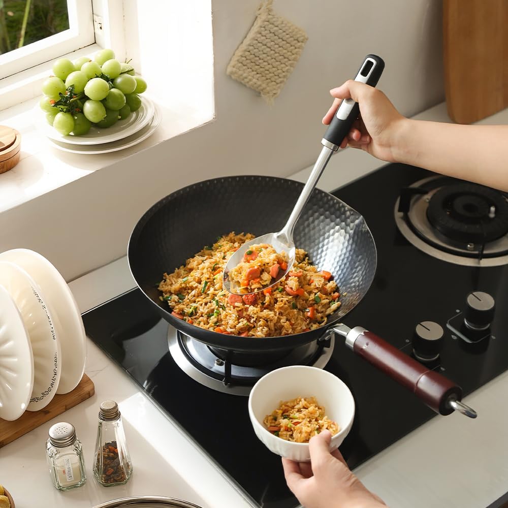 3-Piece Stainless Steel Cooking Spoons Set – Includes Slotted Spoon, Serving Spoon & Soup Ladle, Heat-Resistant, Dishwasher Safe, Ergonomic Handles for Home & Commercial Use