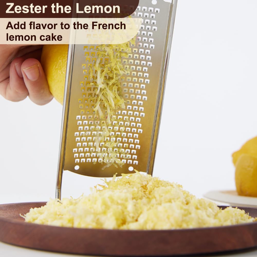 Upgraded Lemon Zester & Cheese Grater,Food Grade Stainless Steel None-Slip Handle Grater for Chocolate, Ginger and Garlic,Durable and Easy-To-Clean（Dishwasher Safe）