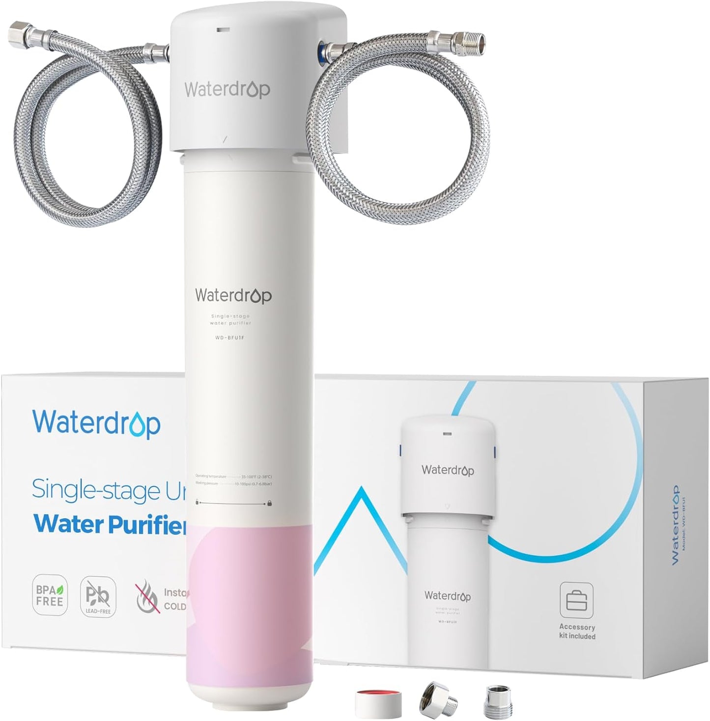 Waterdrop BFU1 Water Filter for Bathroom for Face Care, Soft Water, Strontium-enriched, Reduce 99.9% of Baçtёria in Bathroom Sink Faucet, Reduces Skin Redness and Irritation