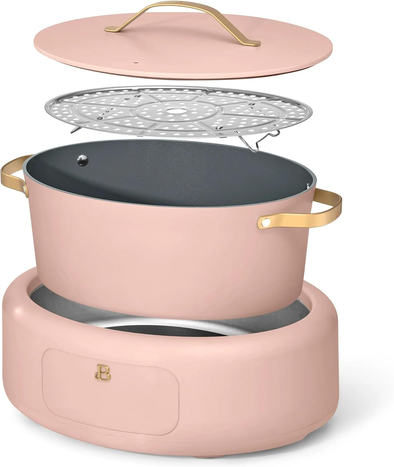 Beautiful 10-in-1 Electric Multi-Cooker by Drew Barrymore, 6-quart, digital display, 10 cooking functions, non-stick pot, easy one-touch control (Rose)