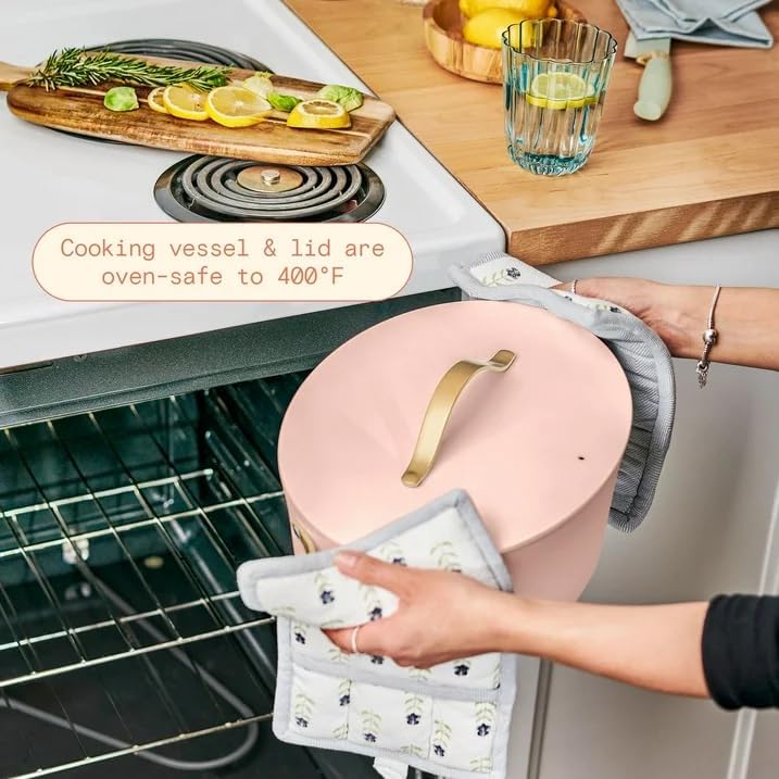 Beautiful™ 10-in-1 Electric Multi-Cooker, 6 Quart –Rose, by Drew Barrymore, Slow Cook, Sauté, Steam, Rice, Pressure Cook, Sear, Warm & More, Programmable Digital Display, Dishwasher-Safe Pot