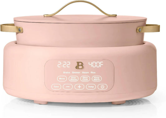 Beautiful 10-in-1 6-Quart Electric Multi-Cooker with Ceramic Coated Pot, Oven Safe to 400°F, Easy Cleanup & Multi-Function Cooking, by Drew Barrymore (Rose)