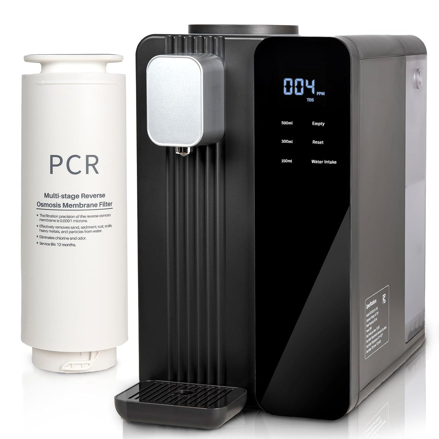 Countertop Reverse Osmosis System Water Filter - 5 Stage RO Water Filtration System, No Installation Portable Home Water Purifier, TDS & Filter Monitor, 3:1 Pure to Drain, Black