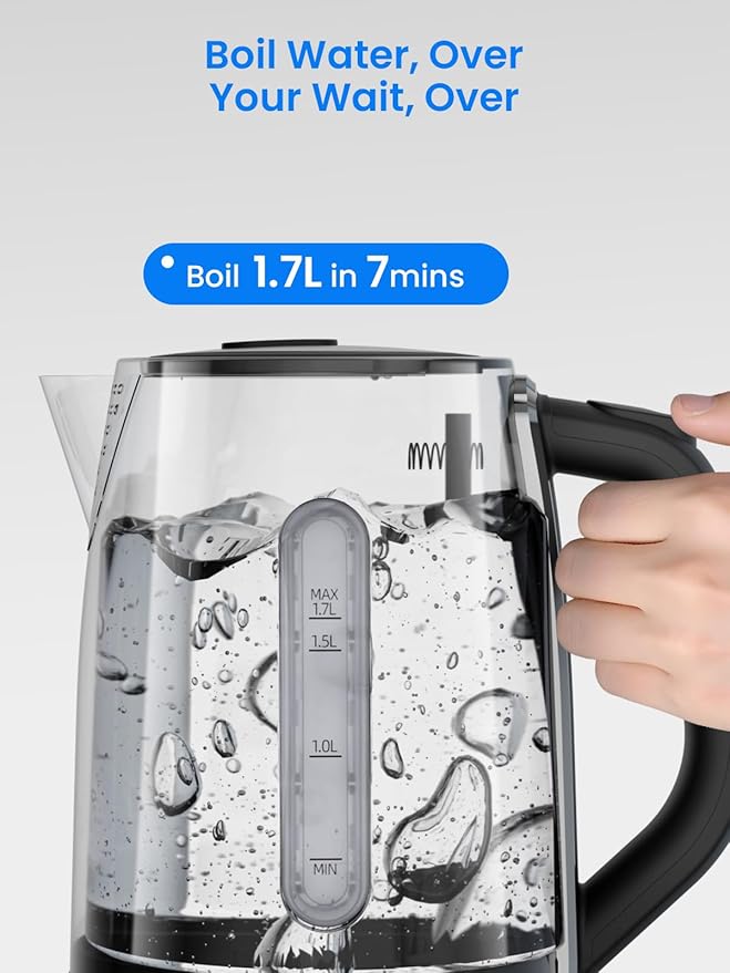 Kismile Electric Kettle, Water View Window, 7 Adjustable Temp Settings & 2h Keep Warm, Auto Shut-Off, 1.7L 1500W Water Boiler for Coffee & Tea, Stainless Steel