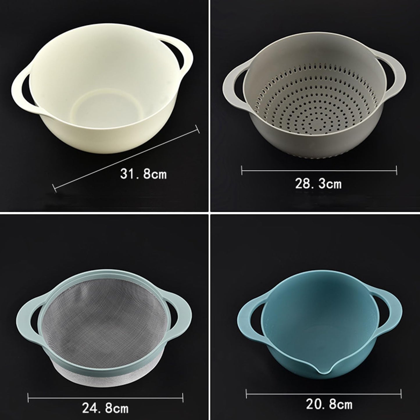 Plastic Mixing Bowls Set 8/10 PCS with Measuring Spoon, Colorful Serving Bowls for Kitchen, Ideal for Baking, Prepping, Nesting Bowls for Space Saving Storage (Pebble Stream)