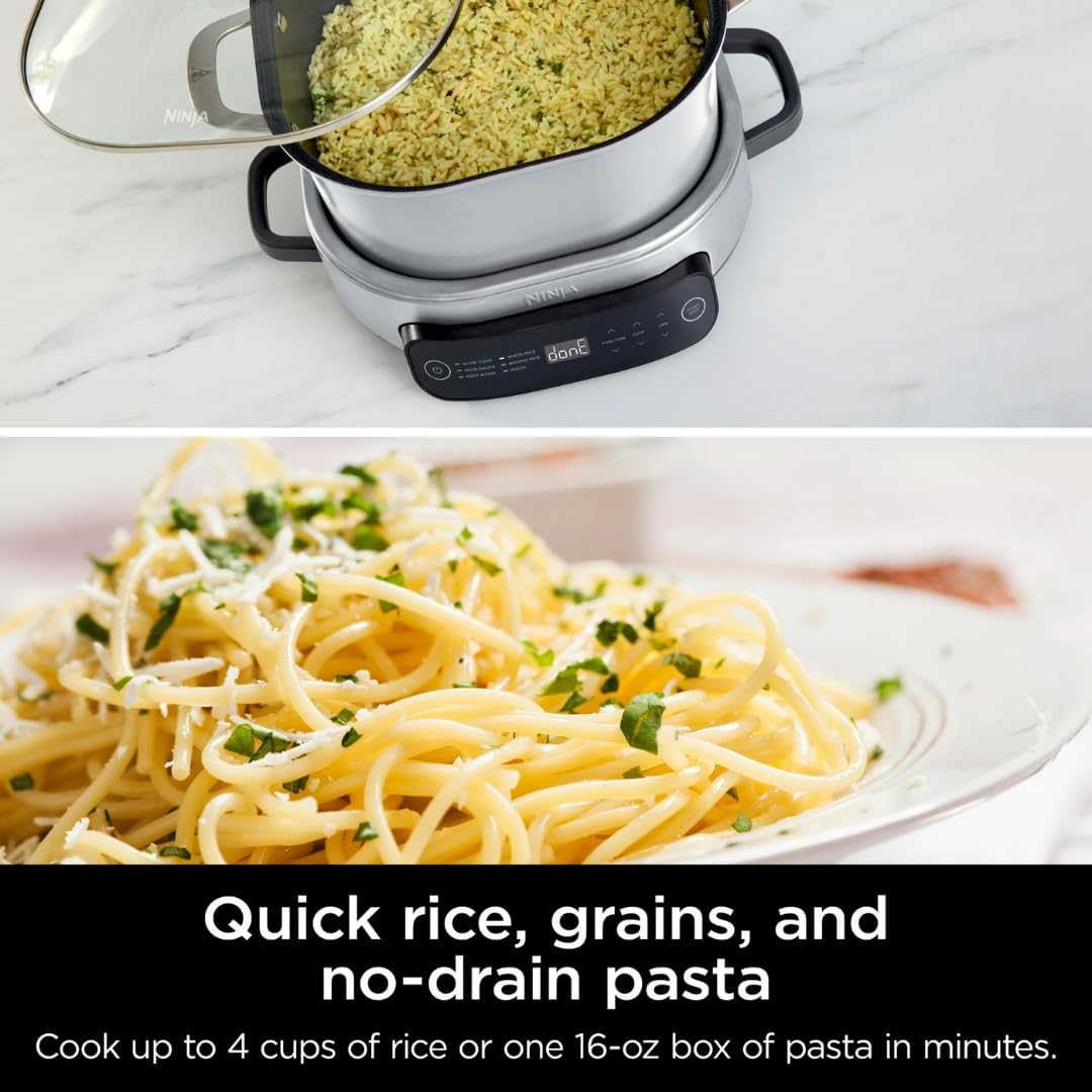 Multi-Cooker Ninja Foodi MC1100, Everyday Possible Cooker 6.5-Qt, 6-in-1 with Slow Cook, Slow Cooker, Sear/Sauté, Keep Warm, Rice and Pasta Functions, Compact Design, White, 6.5QT