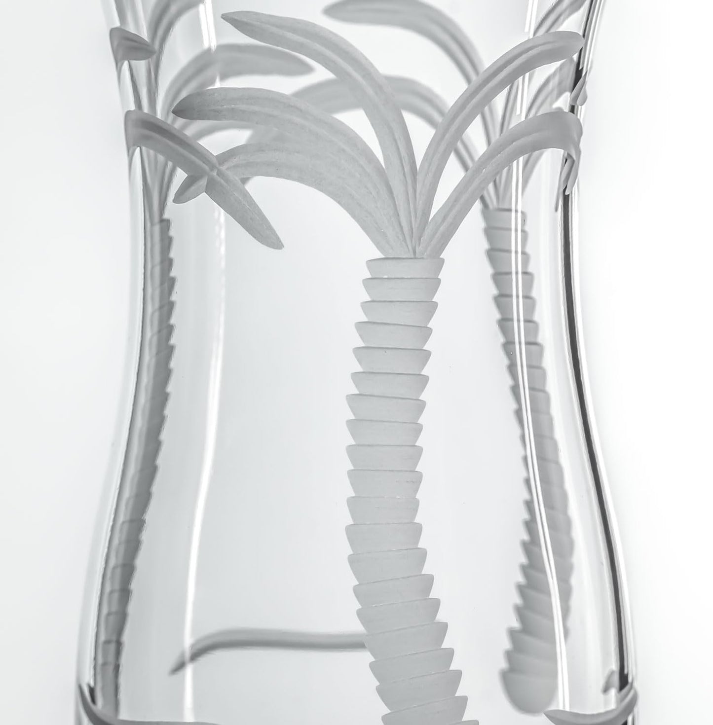 Rolf Glass Palm Tree Squall Hurricane Cocktail Glass | 18oz Coastal Glassware | Set of 2 Tropical Drink Glasses | Engraved and Lead-Free Crystal Glass | Designed and Engraved in the USA