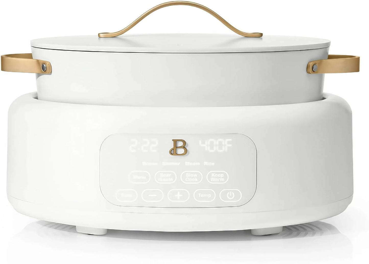 Beautiful 10-in-1 6-Quart Electric Multi-Cooker with Ceramic Coated Pot, Oven Safe to 400°F, Easy Cleanup & Multi-Function Cooking, by Drew Barrymore (White Icing)