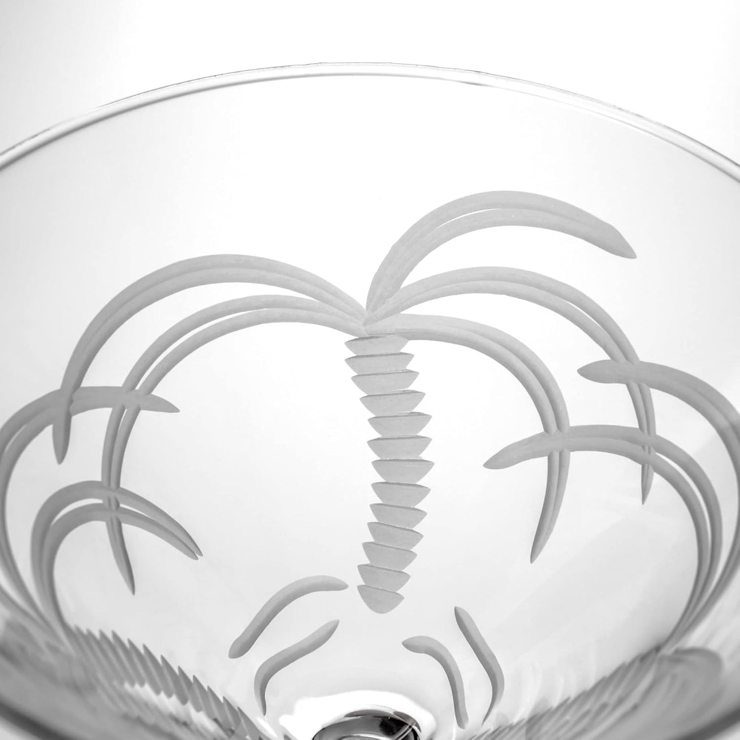 Rolf Glass Palm Tree Martini Glass | Stemmed 10 ounce Martini Glasses | Lead-Free Glass | Diamond-Wheel Engraved Cocktail Glasses | Made in the USA (Set of 4)