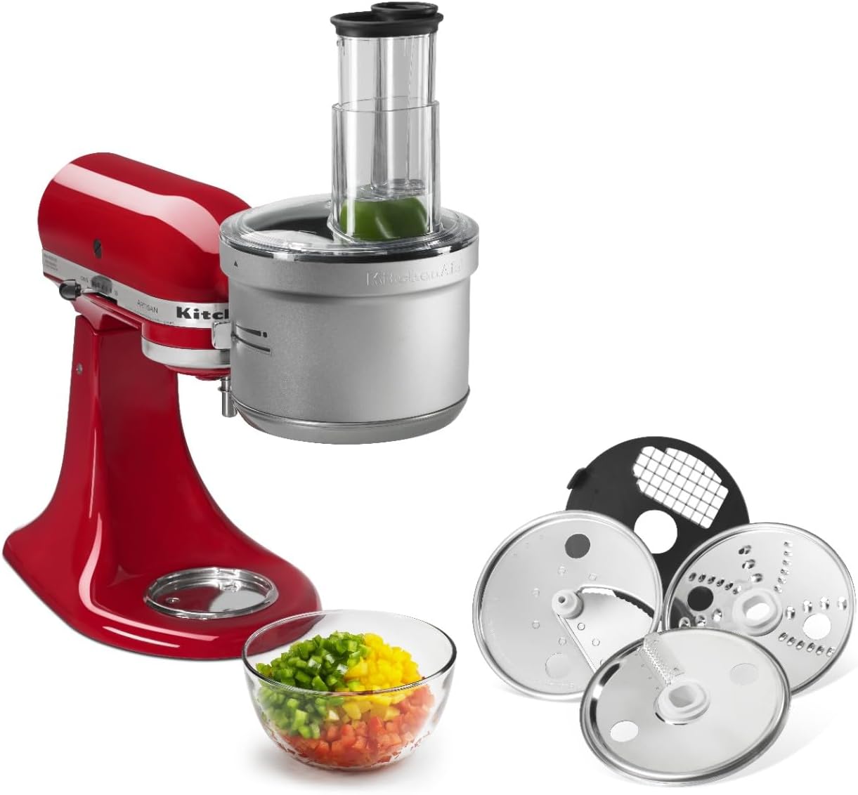 KitchenAid Stand Mixer Attachment, Food Processor with Commercial Food Dicing Disc KSM2FPA