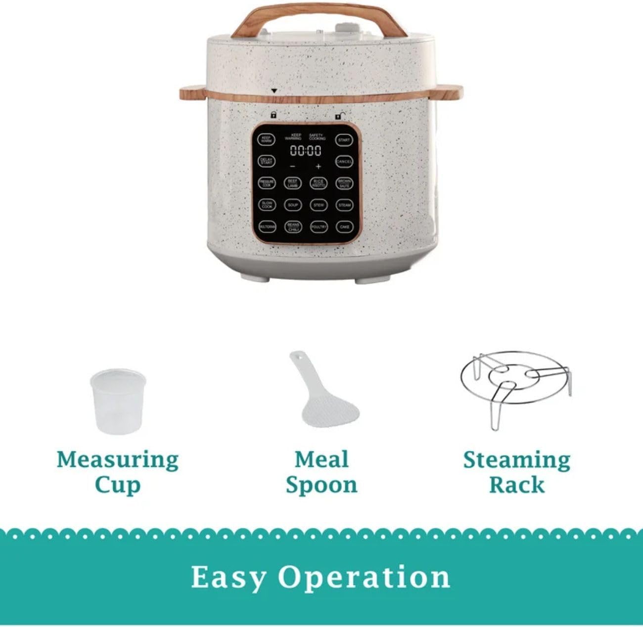 Pioneer Woman Linen Speckle 6-Quart Pressure Cooker with Touch Control Display – Programmable Multi-Function Cooker