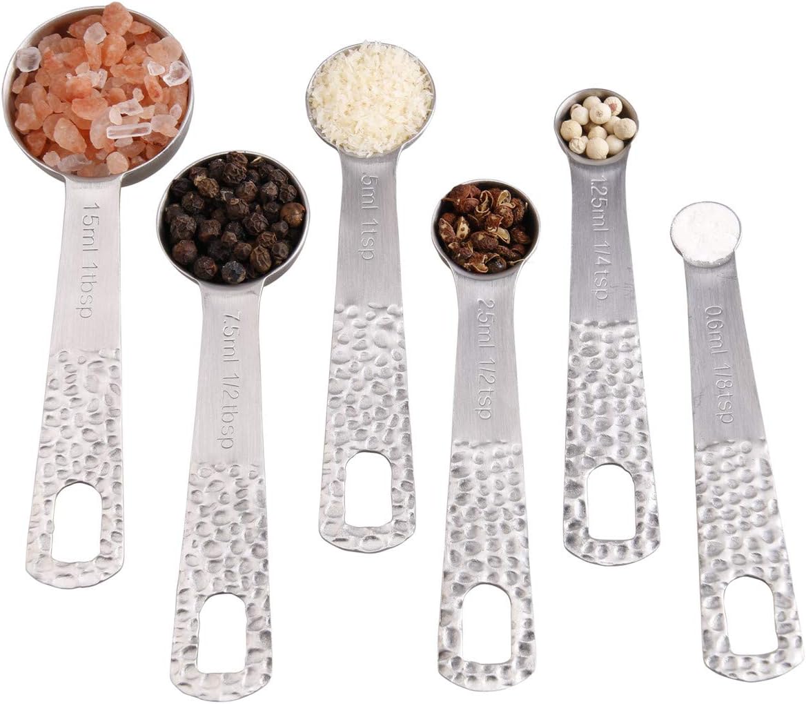 Smithcraft Measuring Spoon, Stainless Steel Measuring Spoons Set, Measurer Spoons Heavy Duty Solid Measurement Spoons(Siliver-6spoons+1ring)