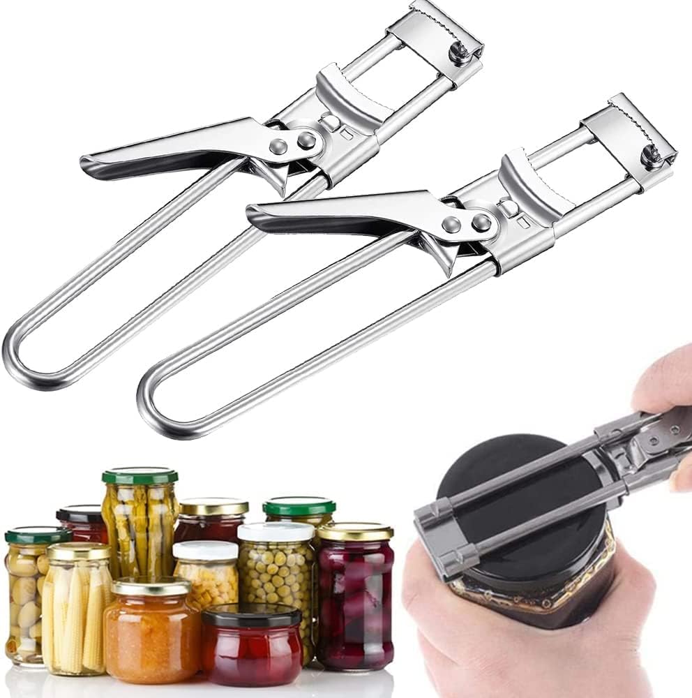 Adjustable Multifunctional Stainless Steel Can Opener, 2026 New Stainless Steel Can Opener Bottle Jar Lid Gripper Household Kitchen Tool, Manual Jar Bottle Opener Kitchen Accessories (2 Pcs)