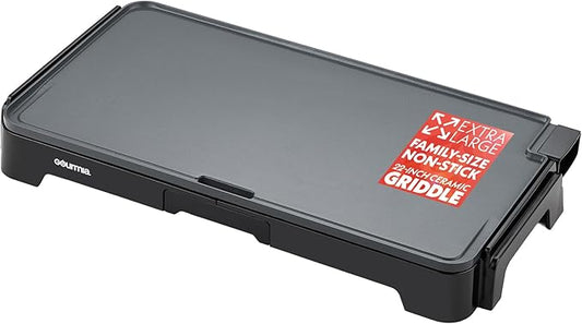 Gourmia 22-Inch XL Electric Griddle Pan - Nonstick Extra Large Ceramic Surface for Breakfast, Pancakes - Non-Toxic Flat Top Cooker - Countertop Kitchen Appliances for Tabletop Indoor Cooking