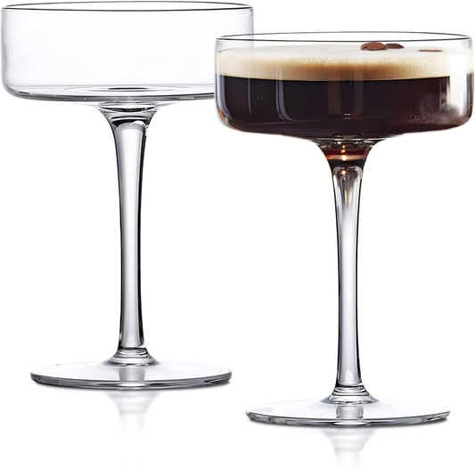 LEMONSODA Clear Martini Coupe Glasses - Classic Barware for Espresso Martini, Manhattan, Cosmopolitan – Handcrafted Luxury Glassware for Home Entertaining (Clear 6.5oz, Set of 2)