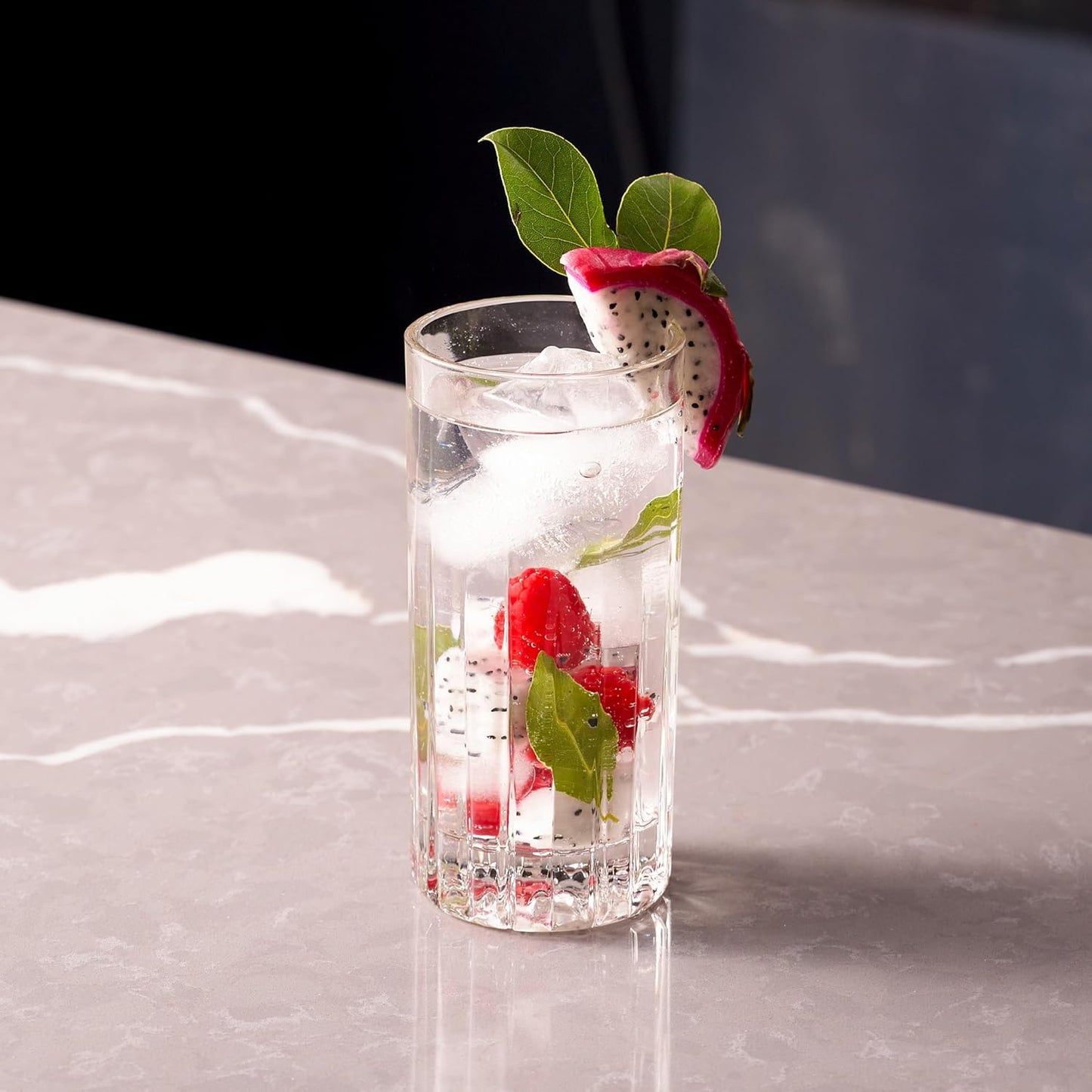 LEMONSODA Premium Crystal Cut Highball Glasses - 11.5oz Set of 6 - Crystal Cut Traze Collins Glass - Elegant Glassware Set - Housewarming Gifts - Drinking Glasses for Water, Cocktails, Juice