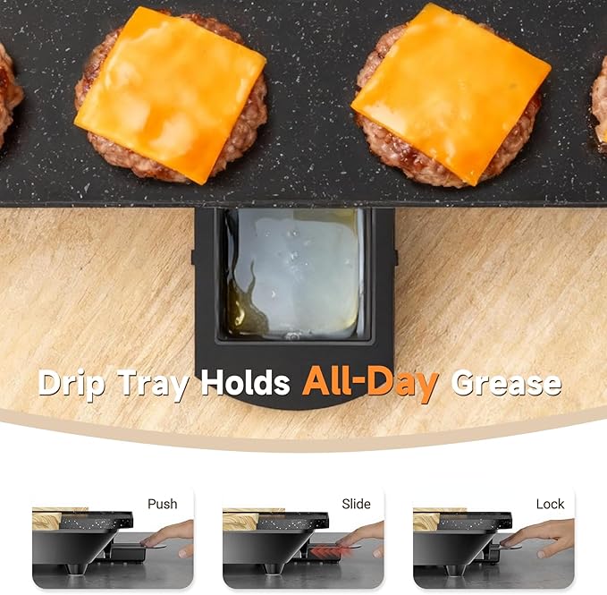 CookSimple Everyday 20"x12" Electric Griddle–1700W Nonstick ILAG Granite Surface, Large Flat Design, Perfect for Family Meals, Pancakes&Eggs, Fast Even Heating, Easy to Clean, Granite Black