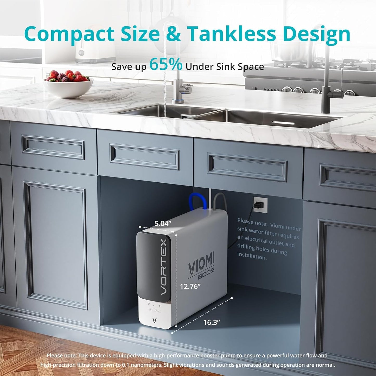 VIOMI® RO Water Filtration System,TDS PFOS&PFOA Reduction, 9 Stage Reverse Osmosis Water Filter, 600GPD, NSF/ANSI 372&53&42 Certified, Tankless Reverse Osmosis System Under Sink with Faucet