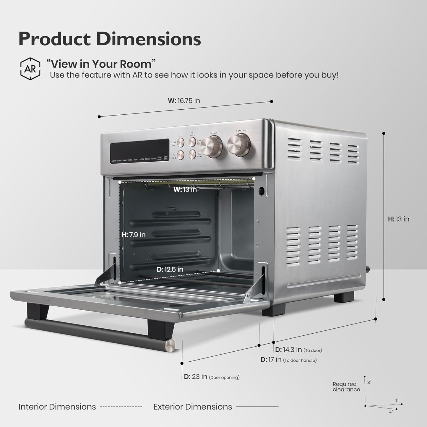 VAL CUCINA Infrared Heating Air Fryer Toaster Oven, Extra Large Countertop Convection Oven 10-in-1 Combo, 6-Slice Toast, Enamel Baking Pan Easy Clean with Recipe Book, Brushed Stainless Steel Finish
