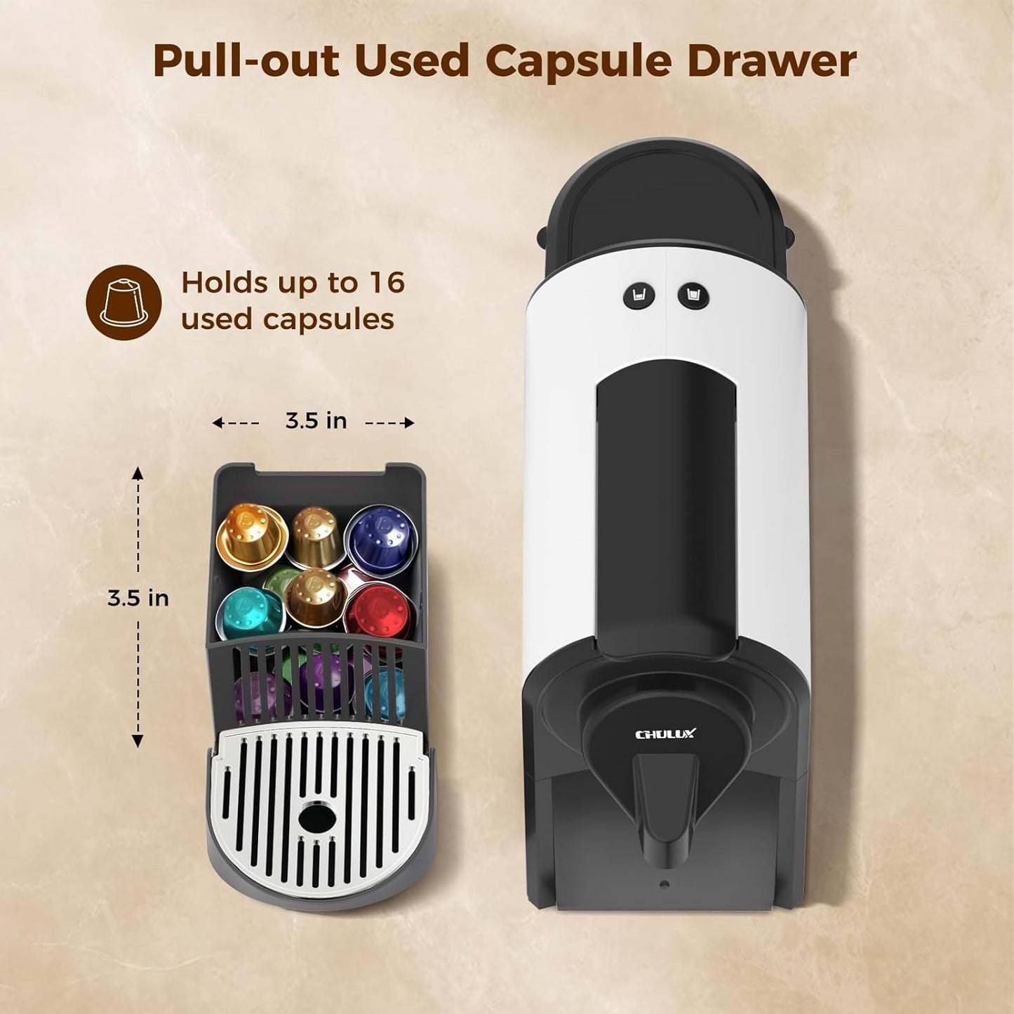 CHULUX Mini Espresso Pod Machine for NS Original Capsule, 20 Bar Single Serve Espresso Coffee Maker, 1400W