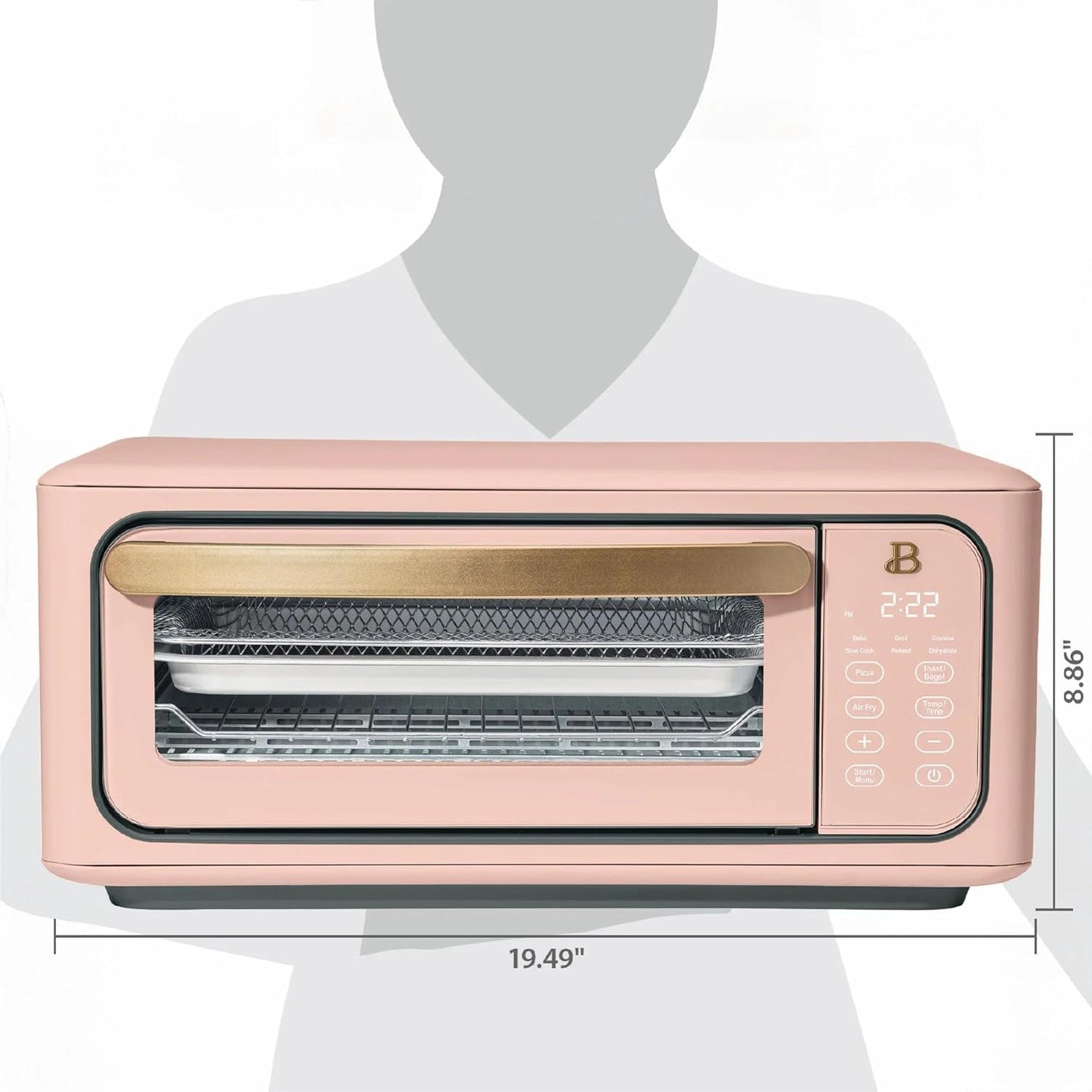 Beautiful Infrared Air Fryer Toaster Oven Combo - 10-in-1 Countertop Convection Oven with Air Fry, Bake, Pizza, Toast & Dehydrate Functions - 1800W Stainless Steel Kitchen Appliance (Rose)