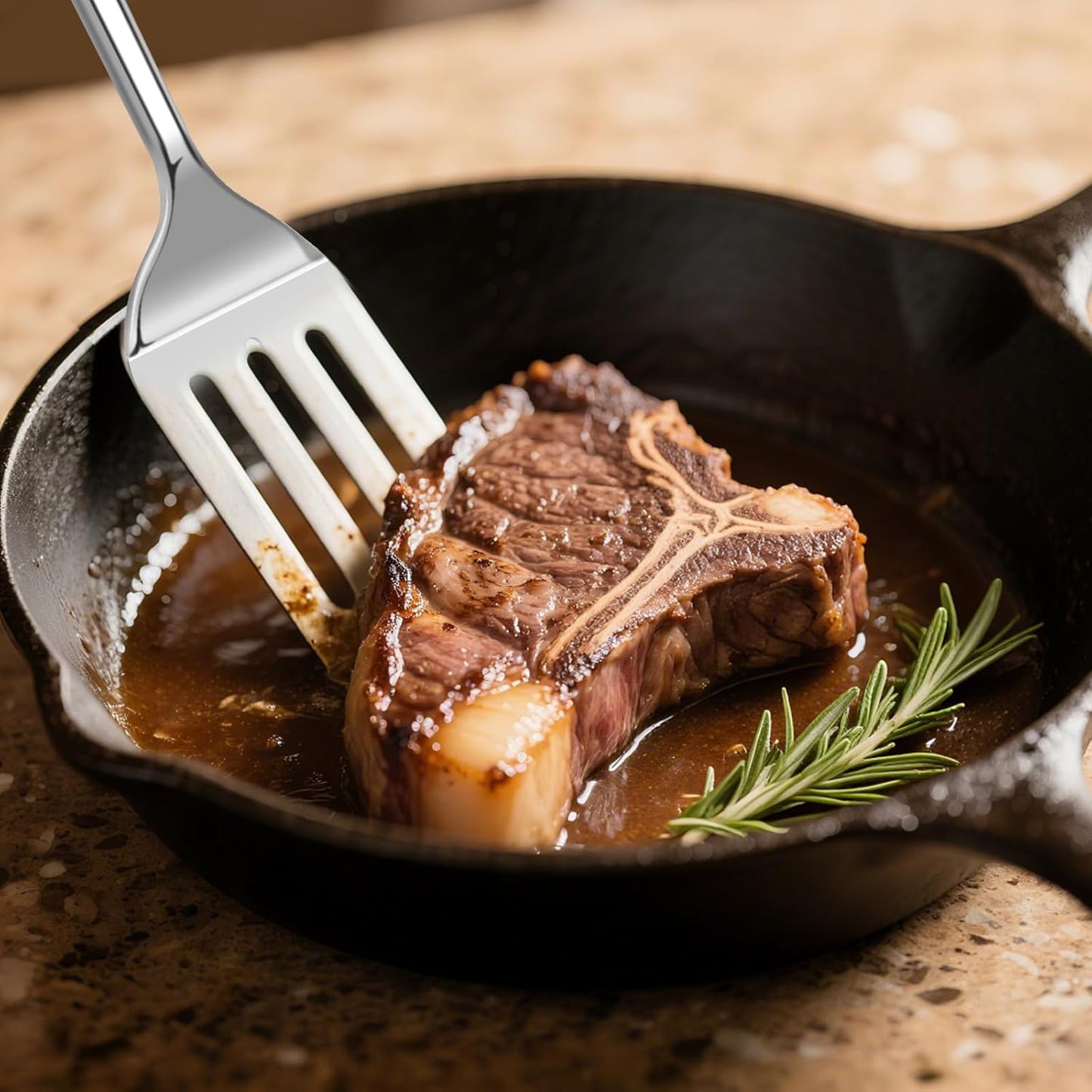 Stainless Steel Spatula Set, 2 Piece Heavy Duty Metal Turner Set, Thickened Solid & Slotted Spatula for Cooking, Heat Resistant Kitchen Utensils for Frying Fish, Eggs, Steak or Pancakes