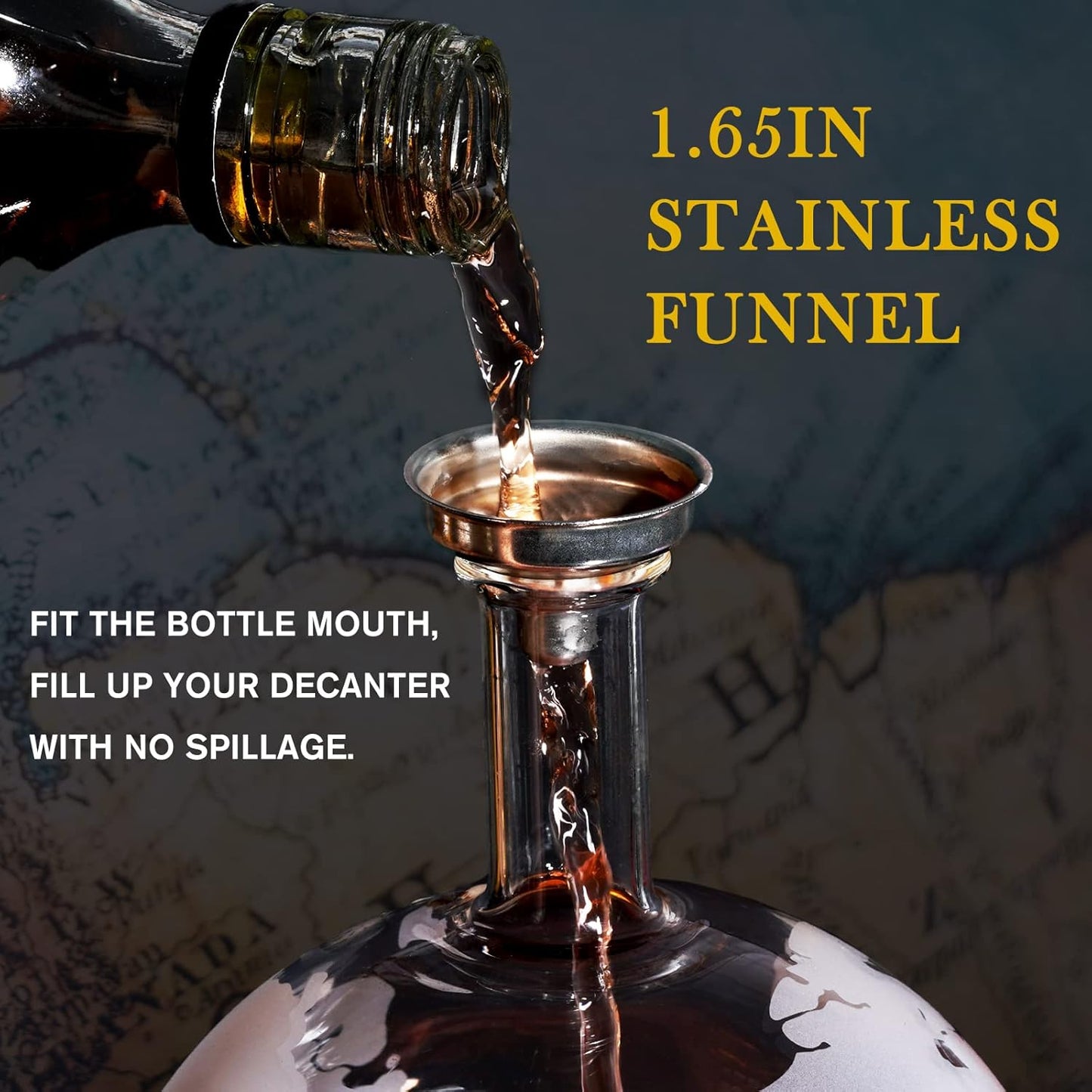 PONPUR Whiskey Globe Decanter, Gifts for Men Dad Him Stocking Stuffers, Anniversary Birthday Gift for Husband Boyfriend Brother Grandpa, Unique Housewarming Presents Whisky Bourbon Decanter, 1000ml