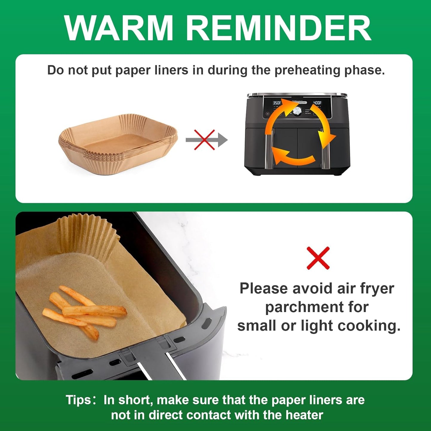 500 Pcs Air Fryer Paper Liners, 8 Inch Parchment Paper for 3-7 Qt Airfryer Basket, Square Airfryer Liners Compatible with COSORI 6-Qt, Ninja 5QT, Chefman 6 Quart Air Fryer