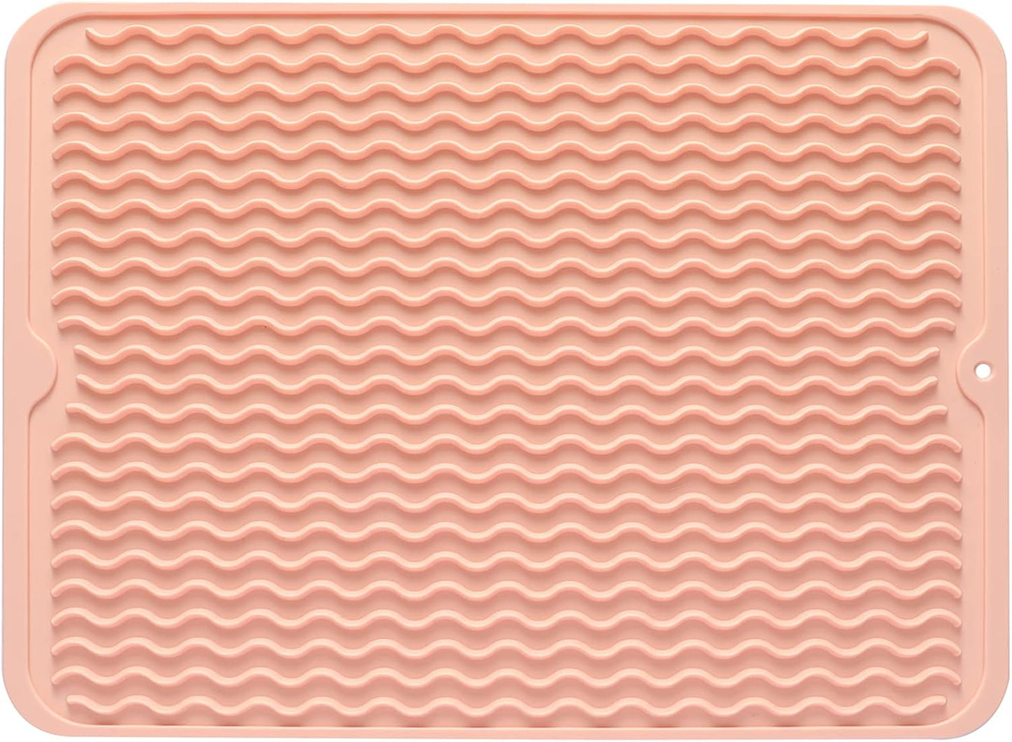 Silicone Dish Drying Mat for Multiple Usage,Easy clean,Eco-friendly,Heat-resistant Silicone Mat for Kitchen Counter or Sink,Refrigerator or drawer liner Pink L 16 inches x 12 inches