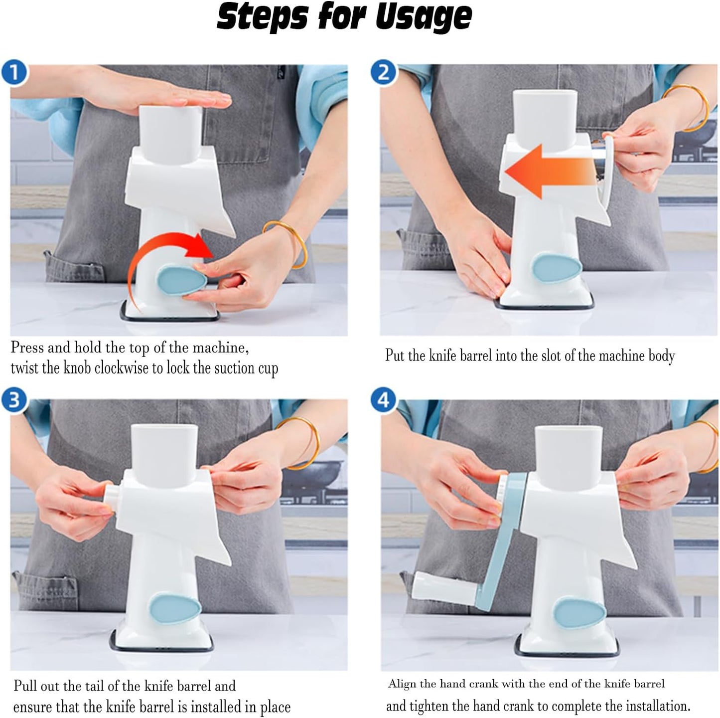 Cheese Grater with Handle, Multifunctional Manual Rotary Cheese Grater - Cheese Shredder Easily Chop Carrots, Potatoes, Vegetables and Fruits and Easy to Clean(blue)