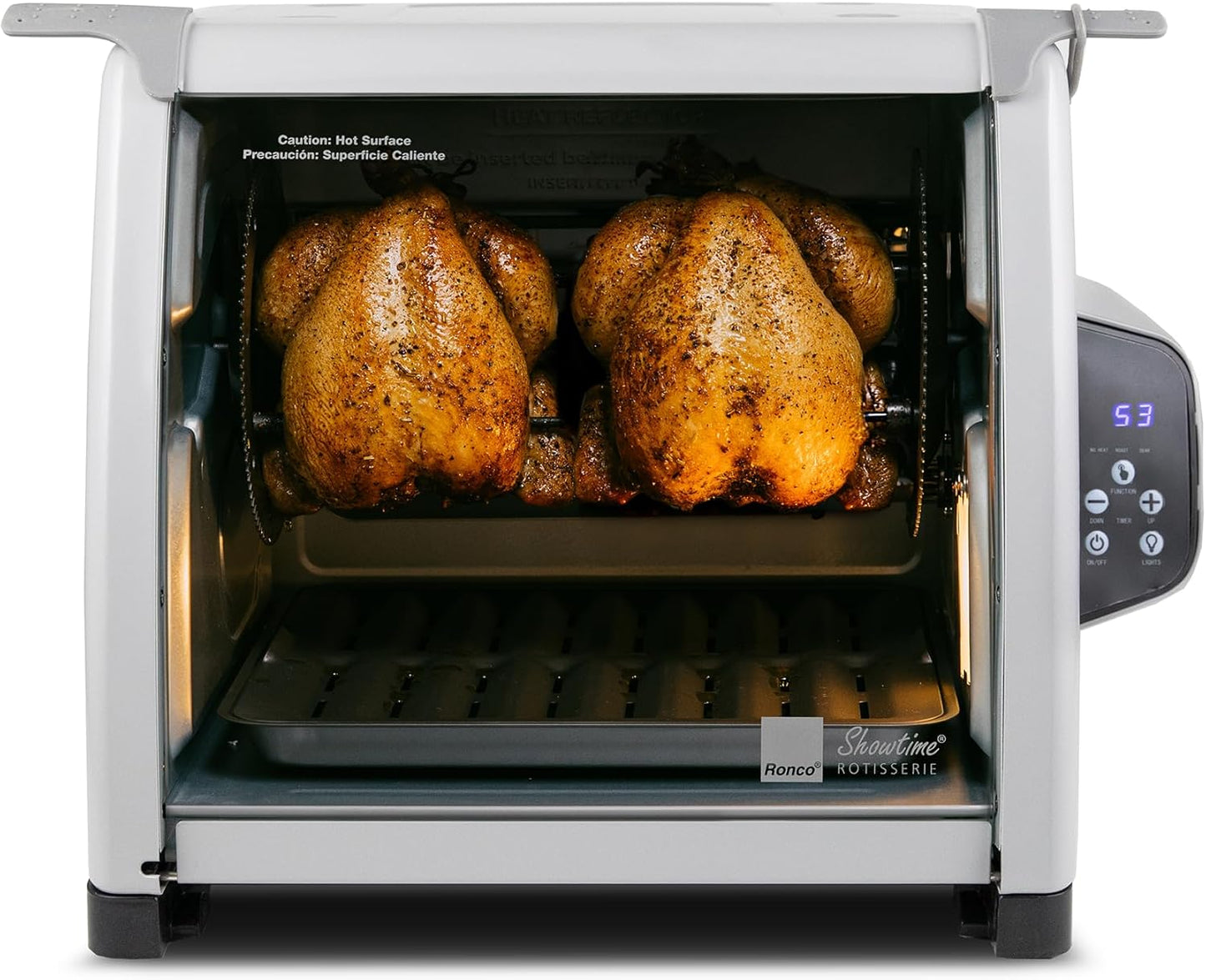 Ronco 6000 Platinum Series Rotisserie Oven, Digital Display, 12-Pound Capacity, Auto Shutoff, Includes Rotisserie Spit, Multi-Purpose Basket, 3 Cooking Functions: Rotisserie, Sear and No Heat Rotation