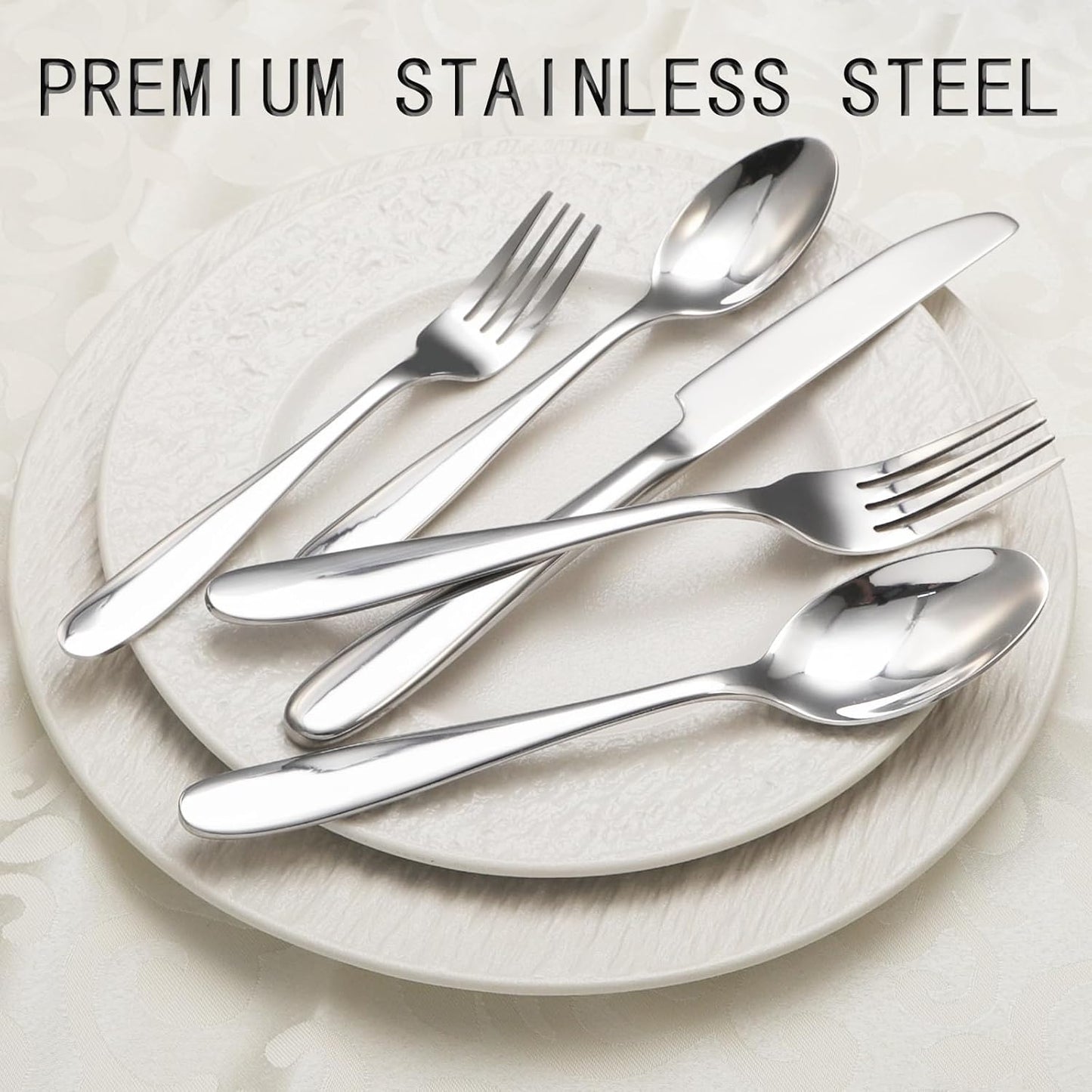 40-Piece Silverware Set, Flatware Set for 8, Food-Grade Stainless Steel Tableware Cutlery Set, Mirror Finished Utensil Sets for Home Restaurant, Forks Spoons and Knives Set, Dishwasher Safe