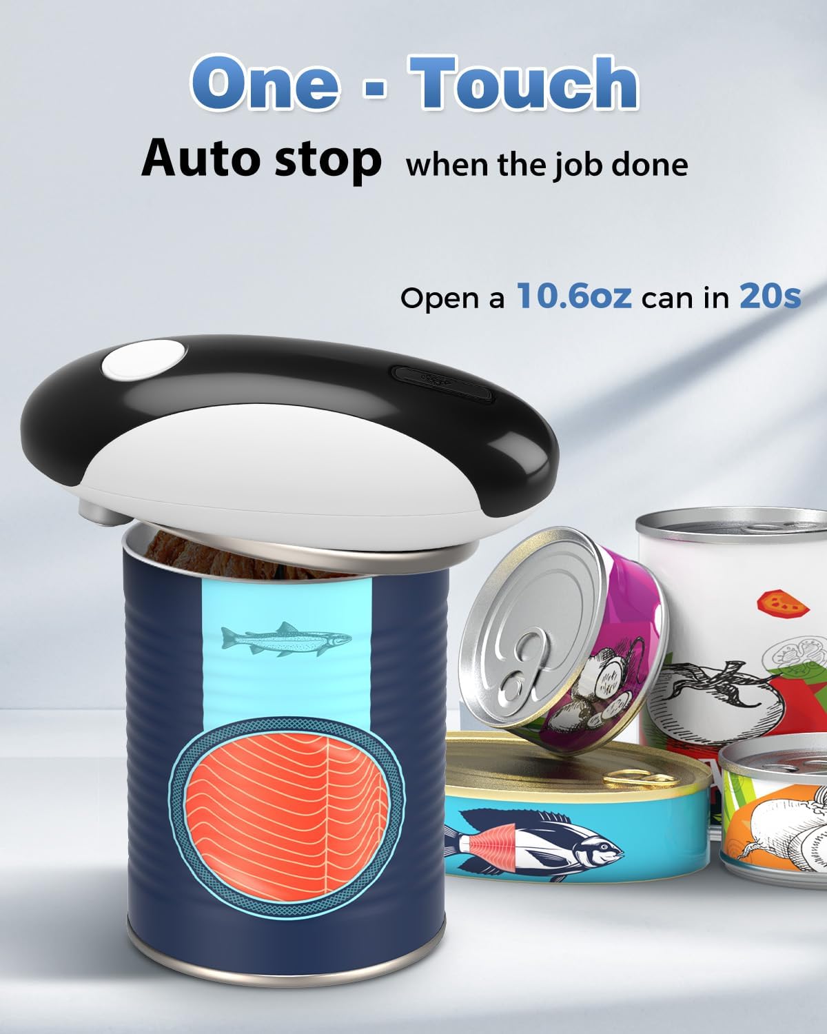 Auto Stop Electric Can Opener - Rechargeable Can Openers Smooth Edge for Seniors,One Touch Cut Opener Handsfree for Kitchen Portable for Any Size Cans