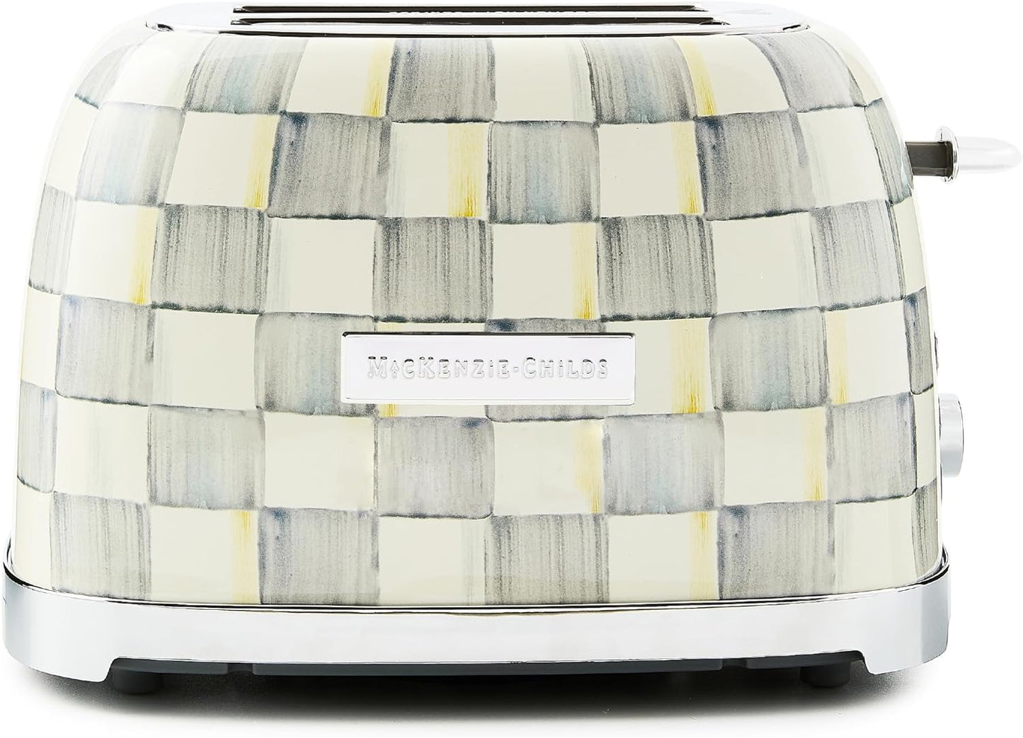 MACKENZIE-CHILDS 2-Slice Toaster, Decorative Toaster for Kitchen, Gray-and-White Sterling Check