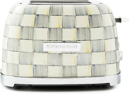 MACKENZIE-CHILDS 2-Slice Toaster, Decorative Toaster for Kitchen, Gray-and-White Sterling Check