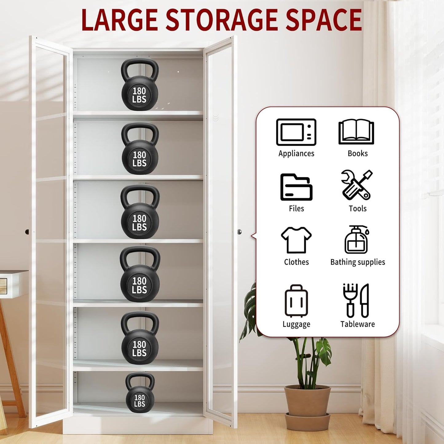 AQY Kitchen Pantry Cabinet,72" Tall Pantry Storage Cabinet with Doors and Adjustable Shelves, Metal Food Pantry Cabinets with Handle, Freestanding Cupboard for Living Room-Assemble Required