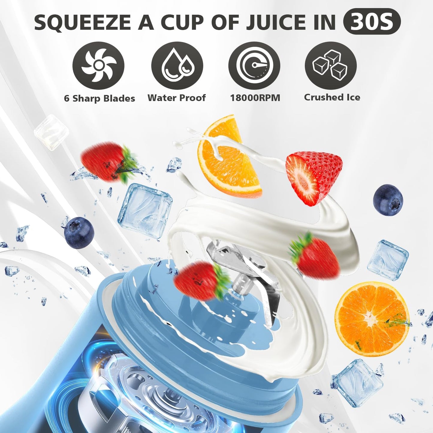 Portable Blender for Shakes and Smoothies- Personal Juicer 20 OZ Electric Protein Shaker Bottle with Insulated Sleeve, USB-C Rechargeable,Travel Lid-Small Blender Cup for Kitchen, Office, Gym,Travel