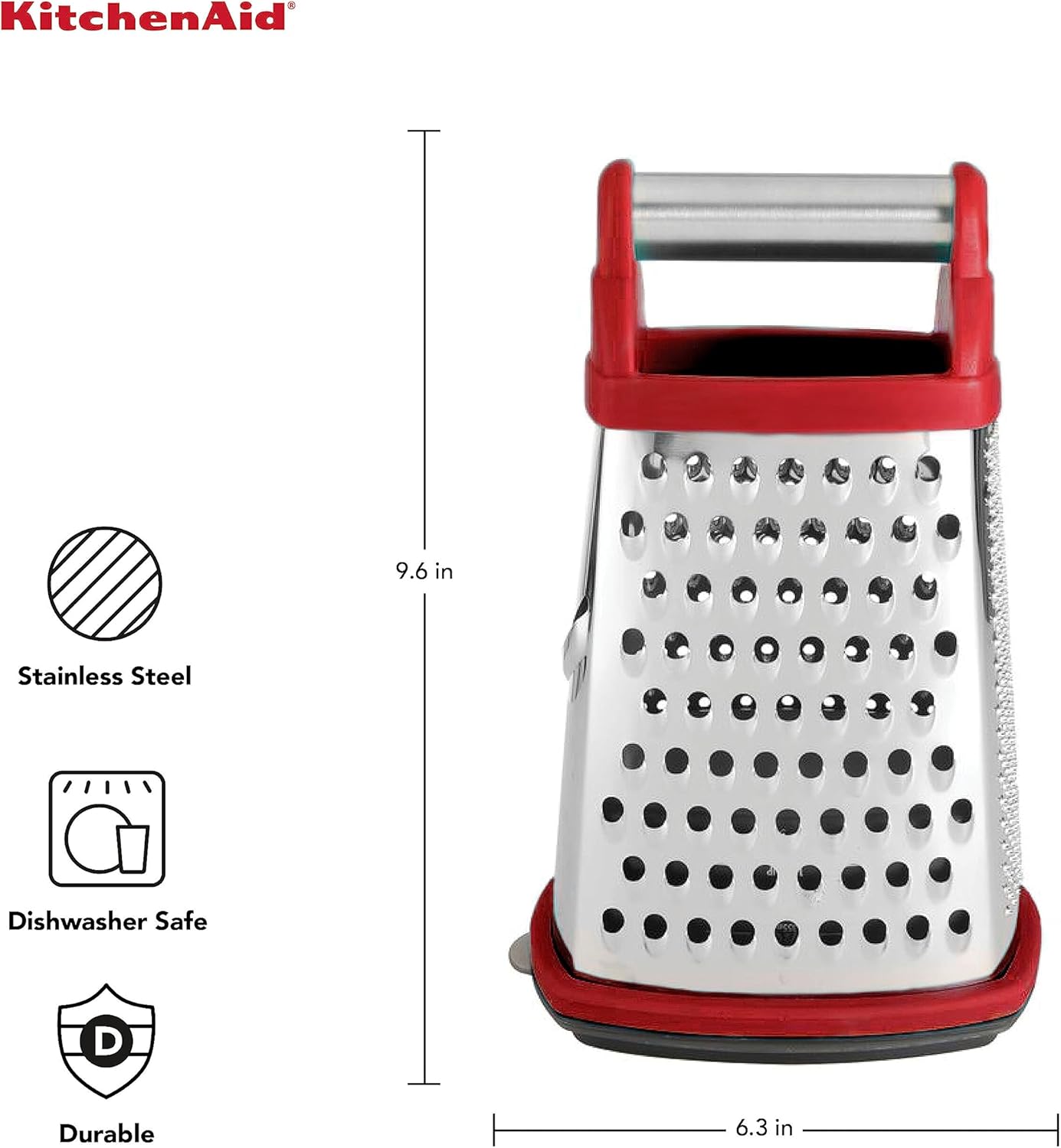 KitchenAid Gourmet 4-Sided Stainless Steel Box Grater with Detachable Storage Container