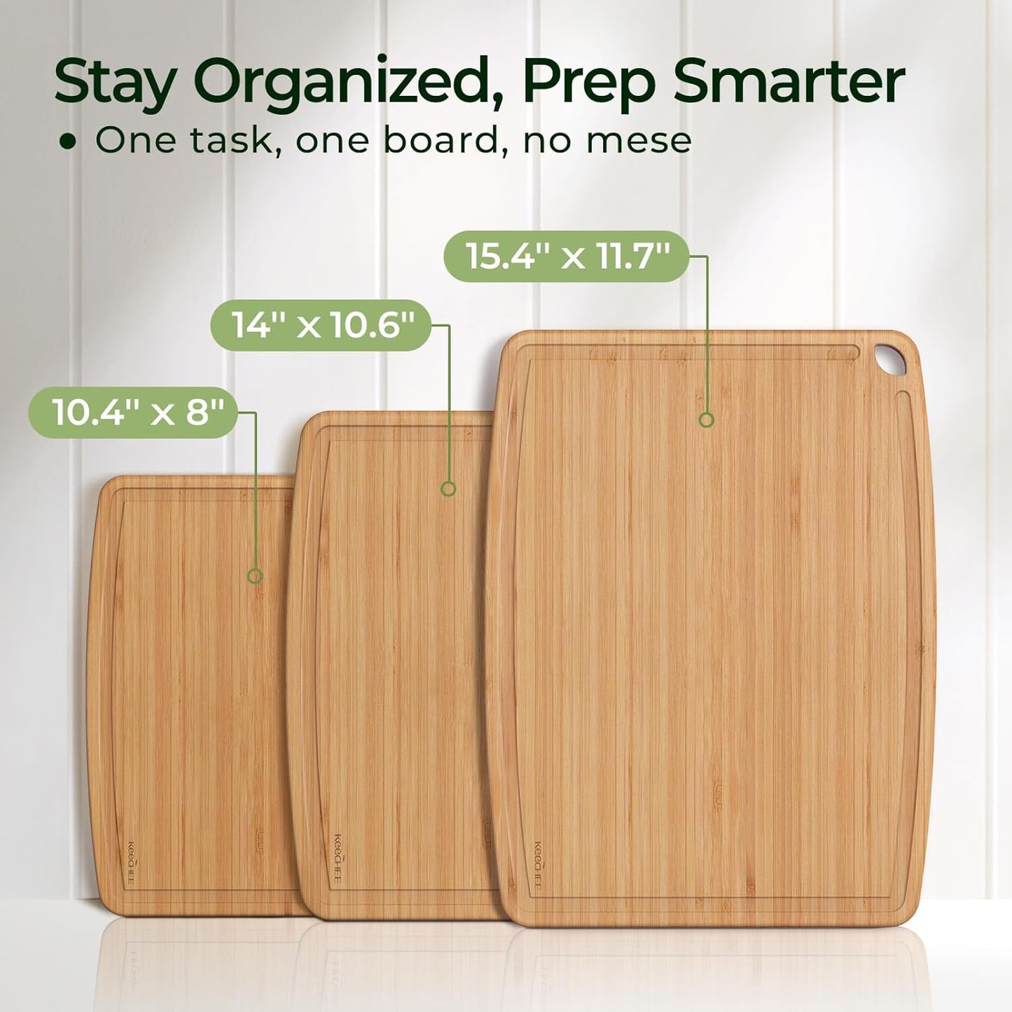 Dishwasher Safe Bamboo Cutting Boards Durable Lightweight Wood Cutting Board for Busy Kitchen, Easy Clean Wooden Chopping Boards with Juice Groove Set of 3 (L+M+S)