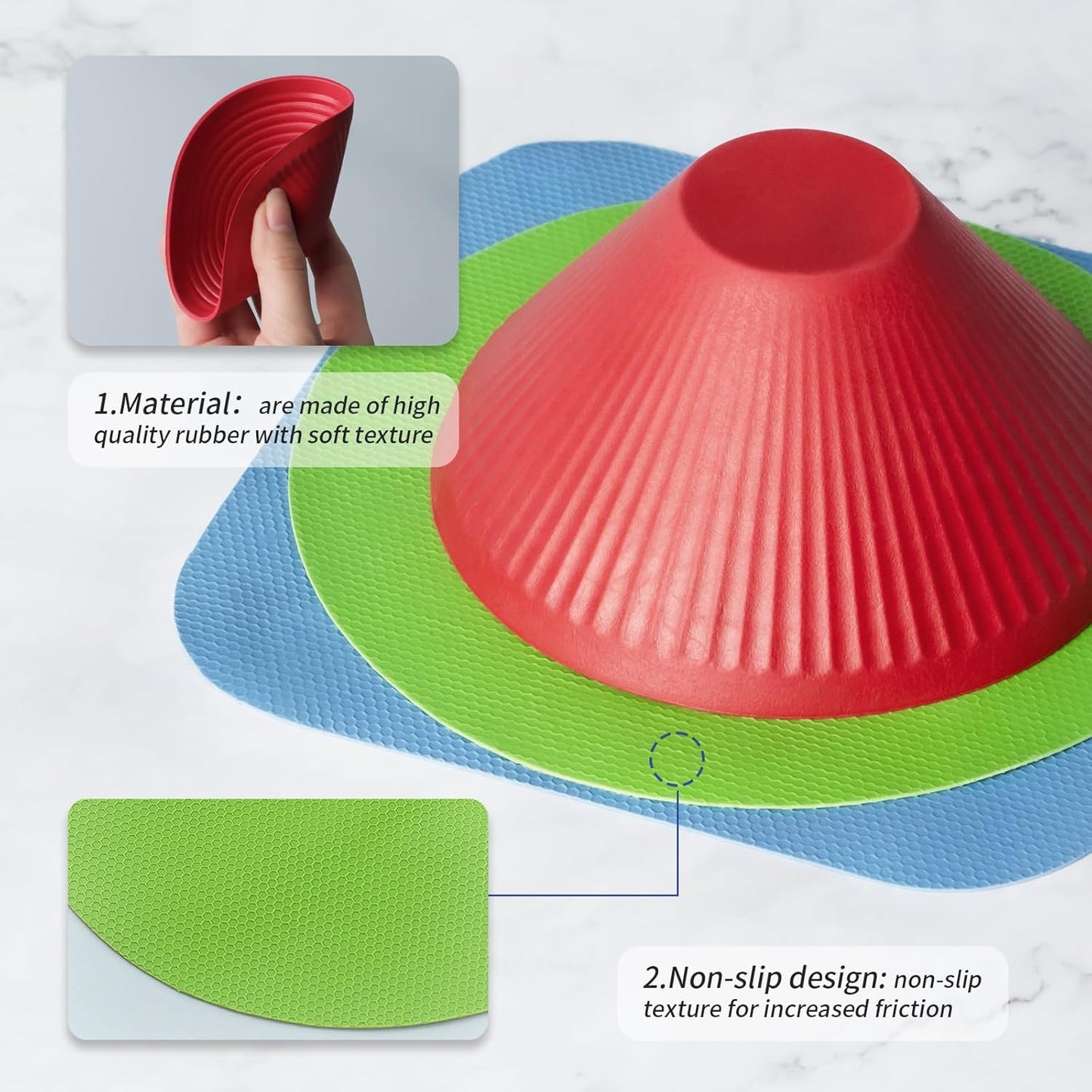 3PCS Jar Opener Gripper Pads - Rubber Jar Bottle Can Lids Opener, Kitchen Coasters for Seniors with Arthritis