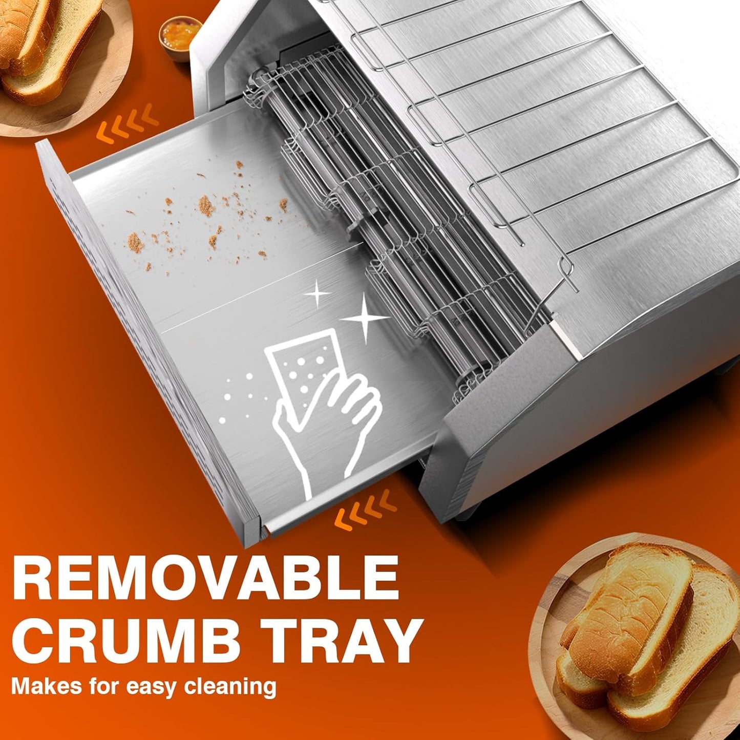 PYY Commercial Conveyor Toaster 450 Slices/Hour, Electric Conveyor Belt Toaster for Toast, Bun, Bagel, Bread, Heavy Duty Stainless Steel Toaster Oven for Restaurant, Bakery, Buffet Use